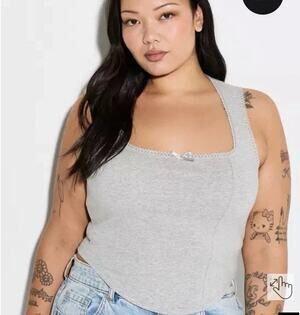 Torrid LoveSick Corset Cropped Tank Top In Heather Gray Size 2
